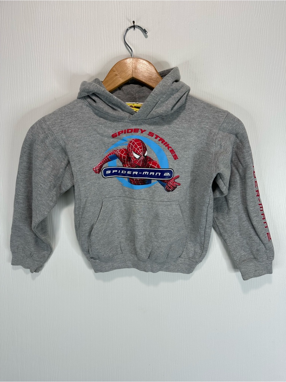 Spiderman Gray Hoodie with Red & Blue Graphic